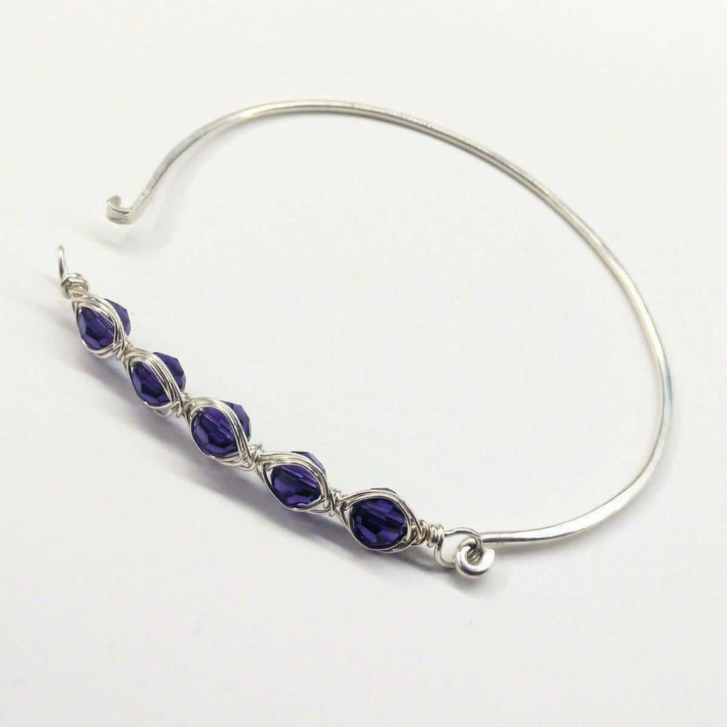 Larger Oval Shaped Swarovski Crystal Bar Bangle Bracelet